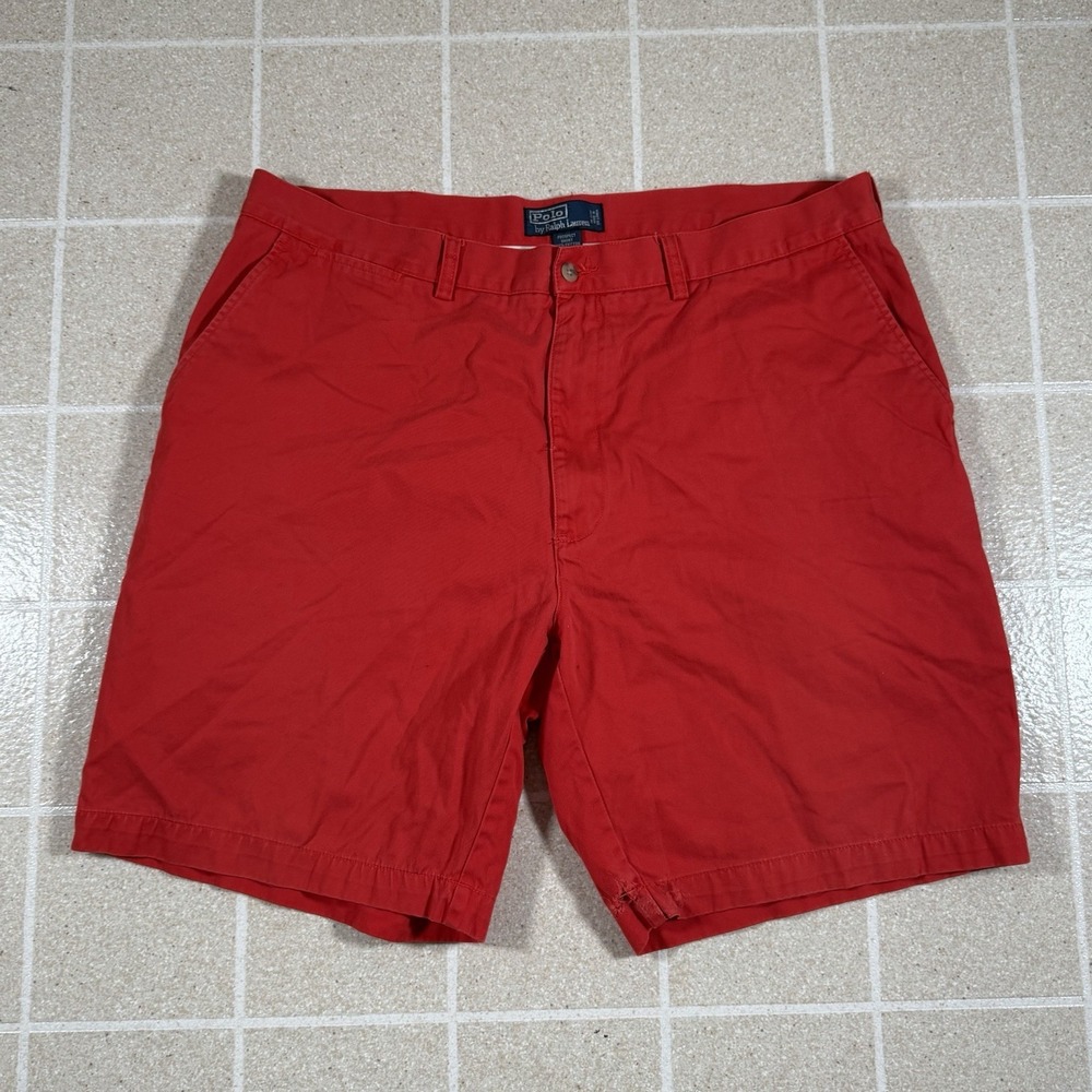 Vintage Polo Ralph Lauren Prospect Red Flat Front Chinos Shorts Mens Size 40